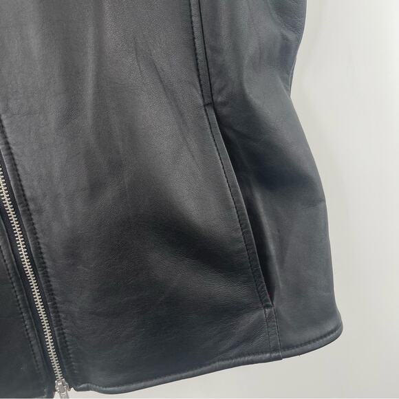 PENDLETON Vest Vintage Black 100% Leather Zip Up Red Fleece Interior Size Small - Picture 7 of 13